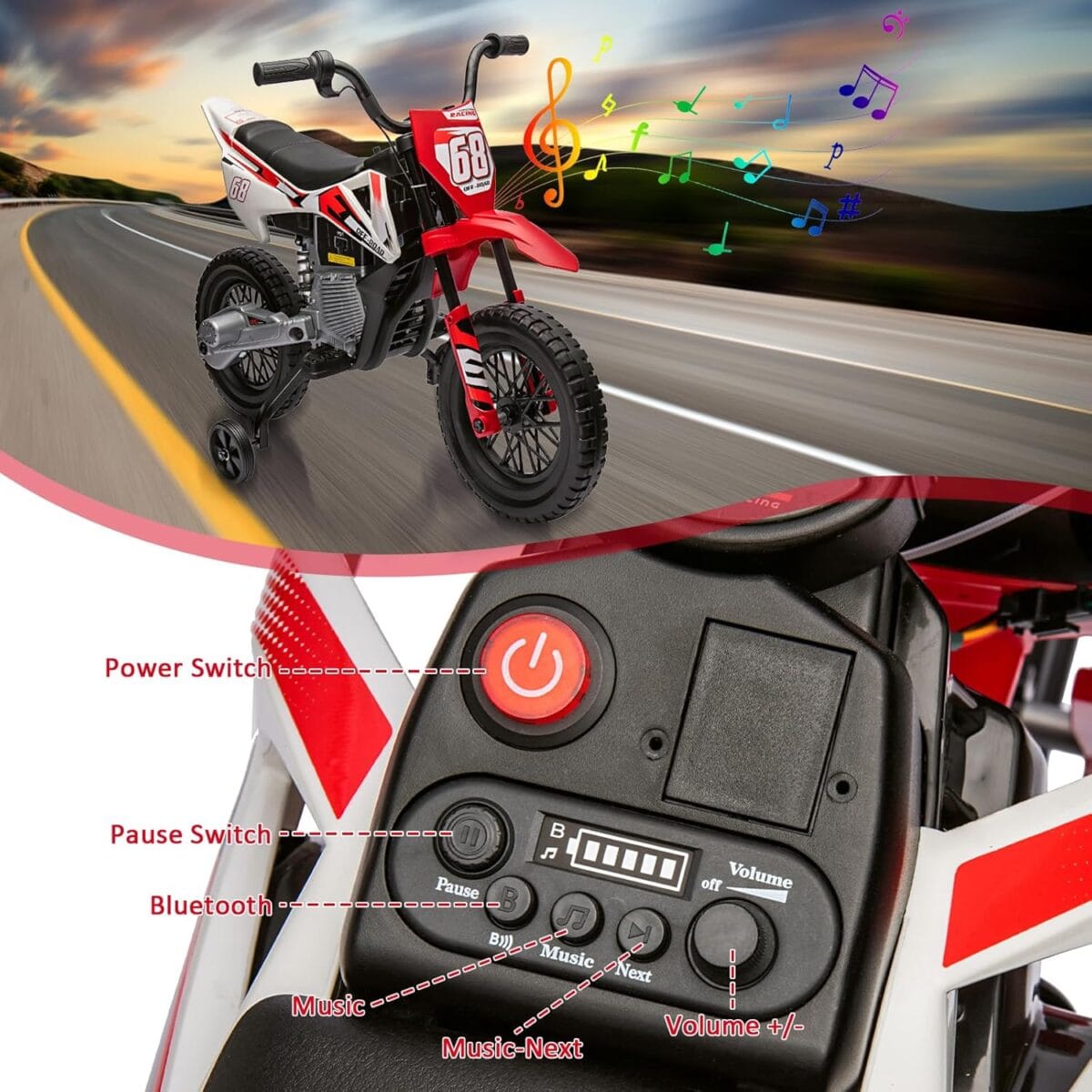 Kids Ride on Dirt Bike 12V Red