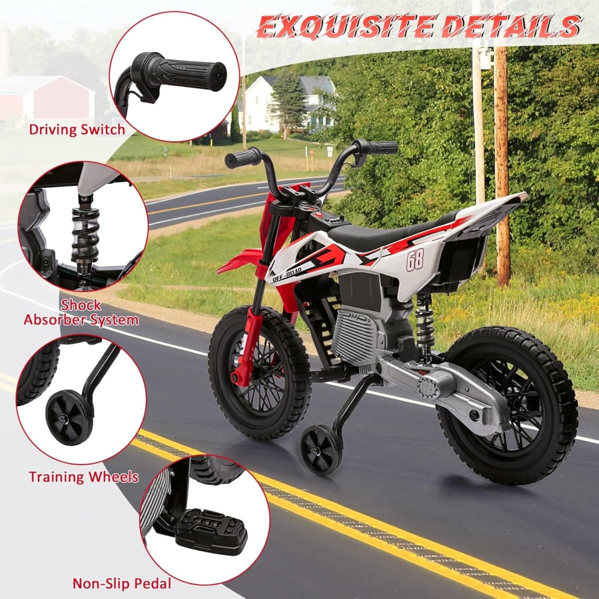 Kids Ride on Dirt Bike 12V Red