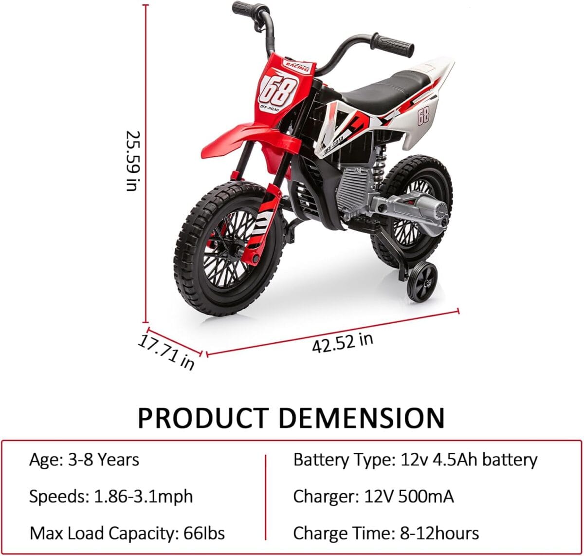 Kids Ride on Dirt Bike 12V Red