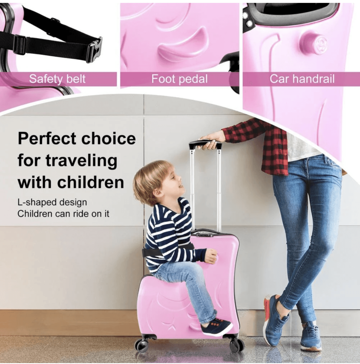 Ride-On Suitcase for Travel - Pink