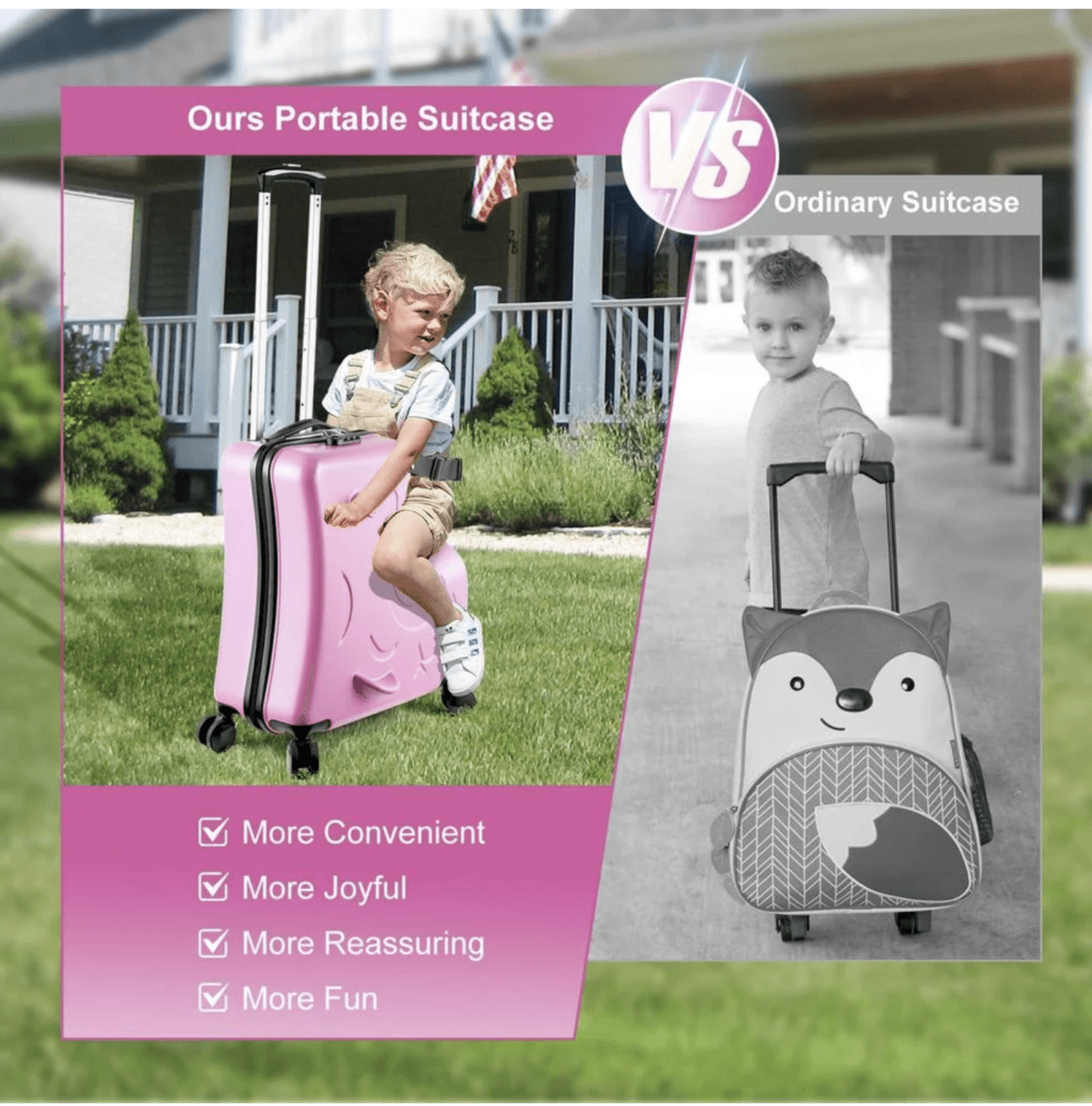 Ride-On Suitcase for Travel - Pink