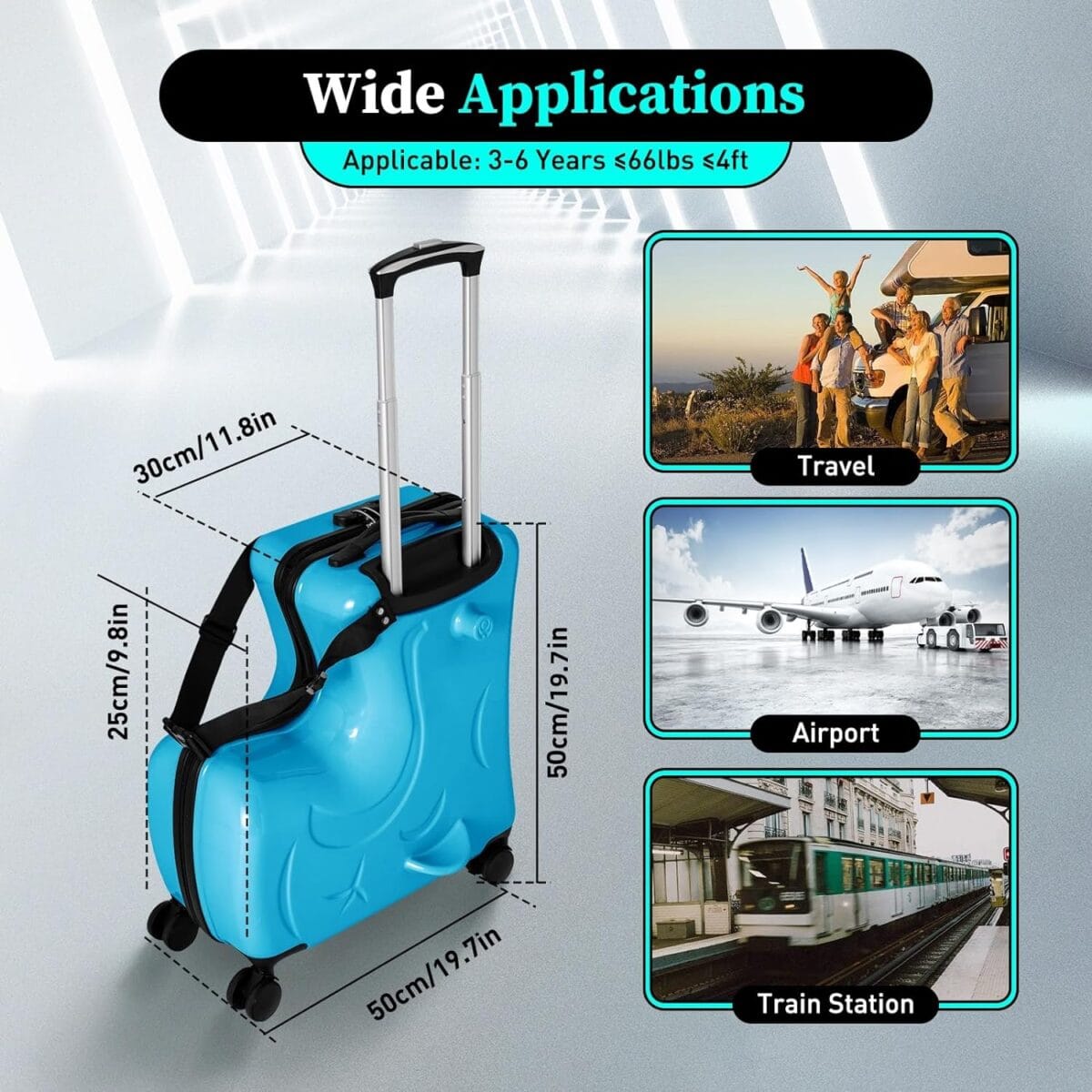 Ride-On Suitcase for Travel - Blue