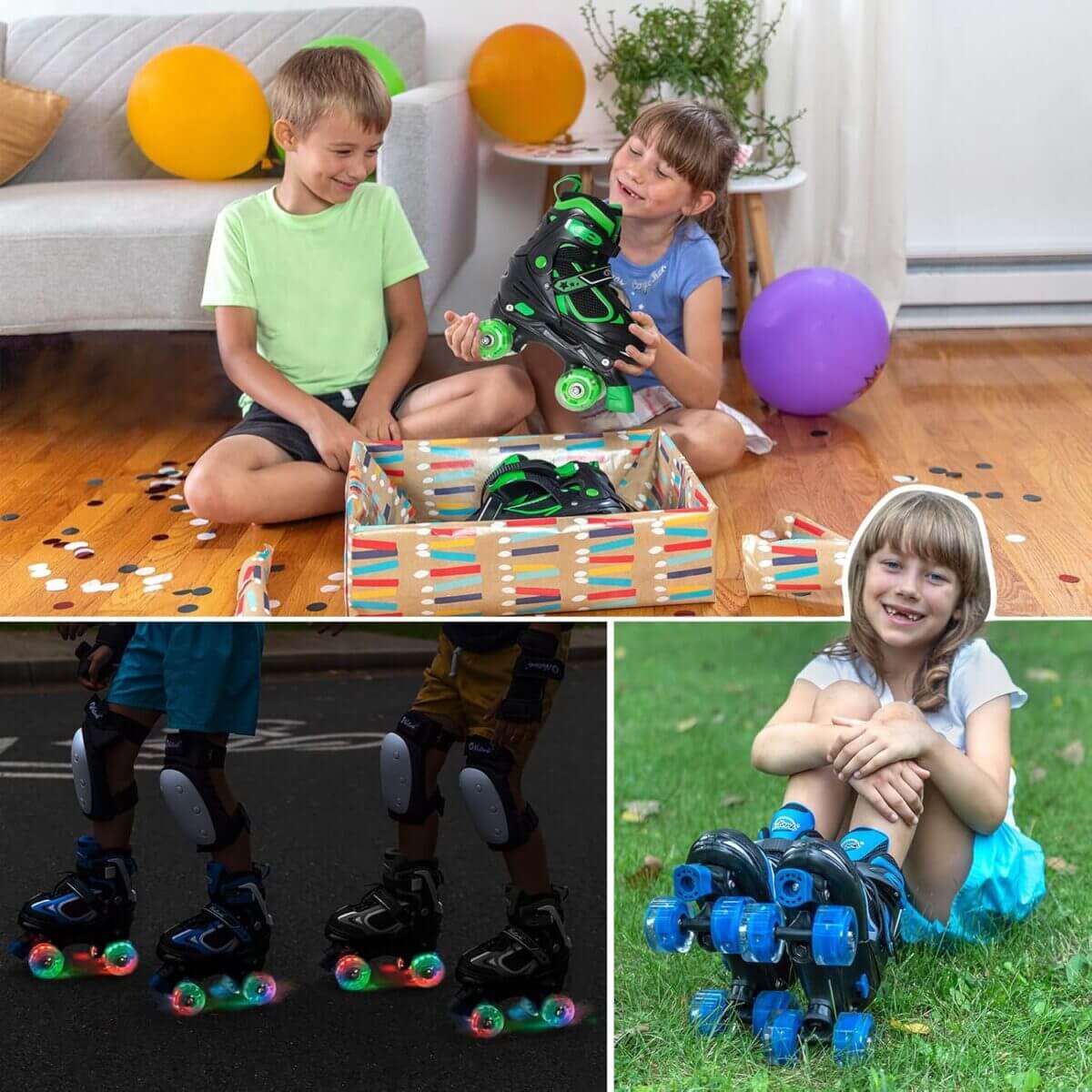 Roller Skates Adjustable- Light Up wheels- Blue